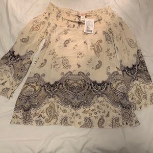 NWT Urban Outfitters Off Shoulder Long Sleeve Paisley Tunic